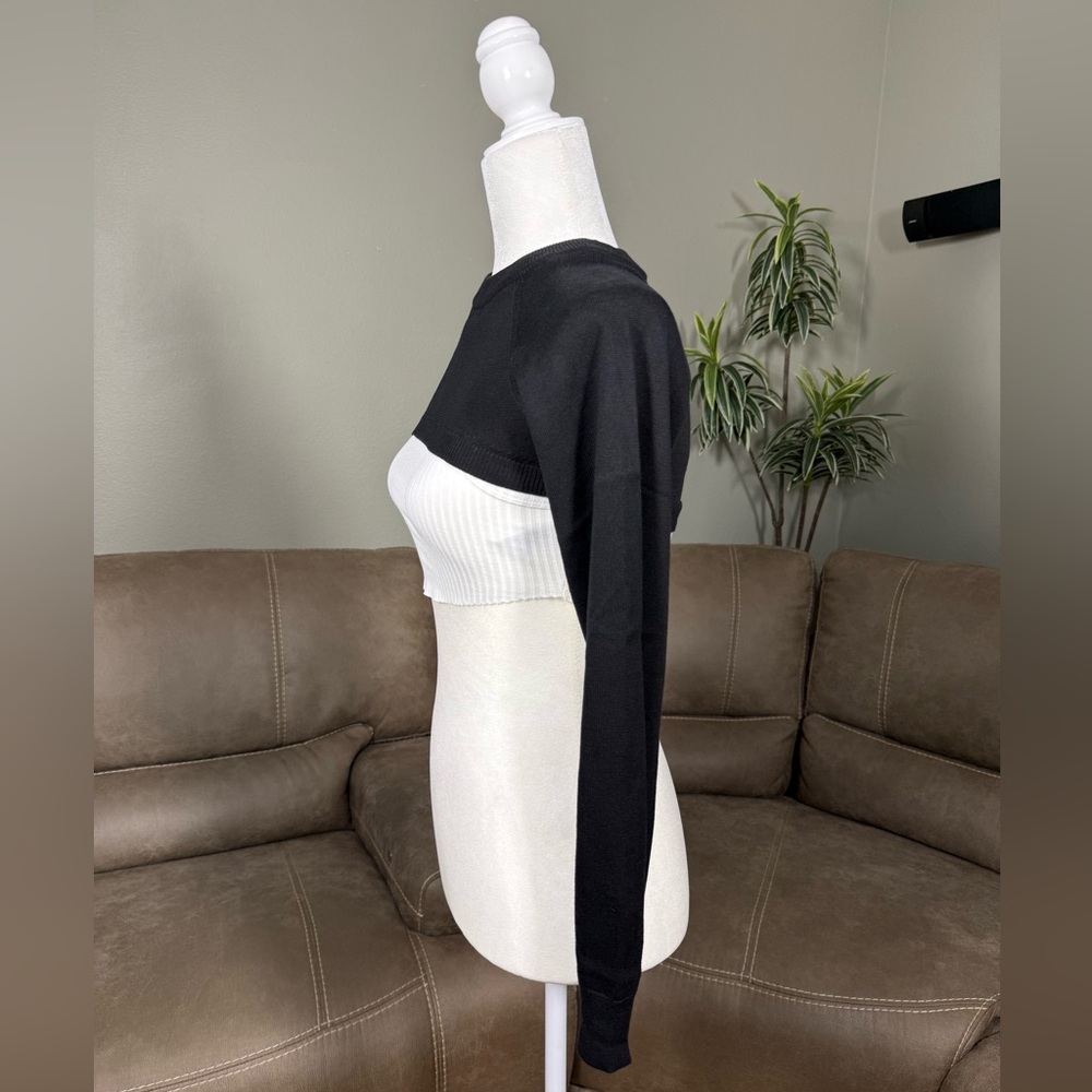 NWT Steele Lizeth Black Viscose Bolero White Ribbed Crop Muscle Tank Set Small - Picture 3 of 15